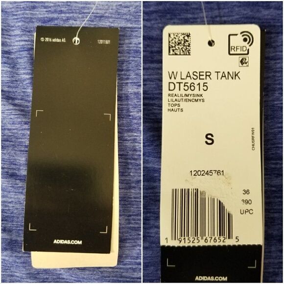 Nwt adidas climalite laser tank DT5615 womens size small blue black tank top. - Picture 8 of 12